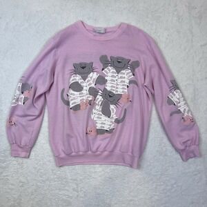 Scarab San Francisco Vintage Pink Sweatshirt Kitty Cats Mouse‎ Puff Paint USA